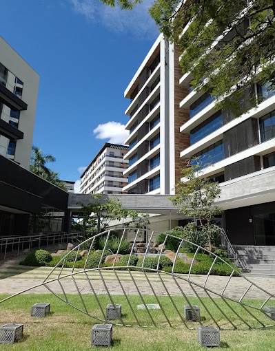 Jardim interno do edifício do escritório Umpierre Arquitetura
